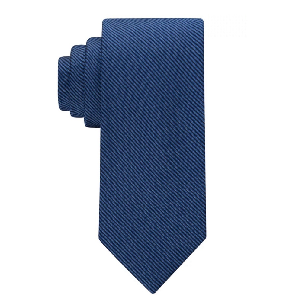 Calvin Klein Shiny Mini-Stripe Textured Silk Tie in Blue, One Size, NWT